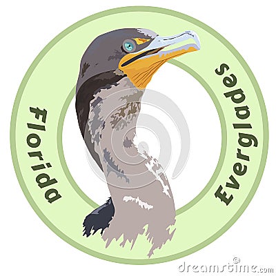 Florida Everglades National Park Cormorant Detailed Vector Design Stock Photo