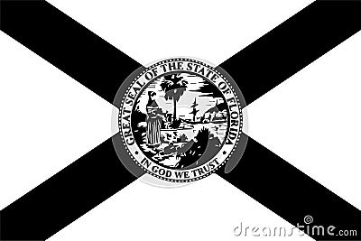Florida FL State Flag. America. Black and white EPS Vector File Vector Illustration