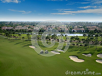 Florida Golf Course Flyover Stock Photo