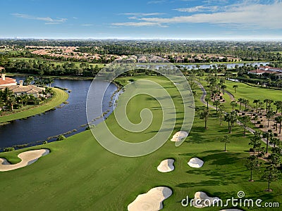 Florida Golf Course Flyover Stock Photo