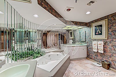 Florida luxury condo bathroom with mirror wall Stock Photo