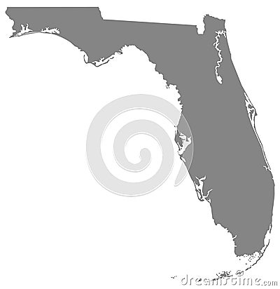 Florida map - southernmost contiguous state in the United States Vector Illustration