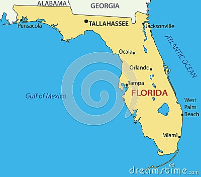 Florida - map of a state - vector Vector Illustration