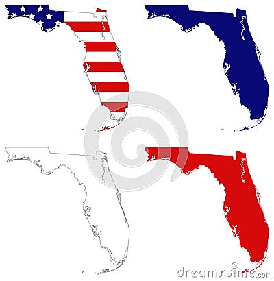 Florida map with USA flag - southernmost contiguous state in the United States Vector Illustration