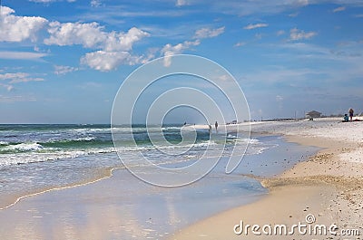 Florida Panhandle Beach Shoreline. Copy space. Stock Photo