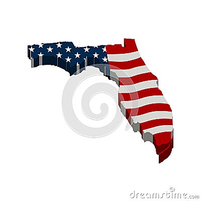 Florida Patriot Map. 3D Rendering Illustration Vector Illustration
