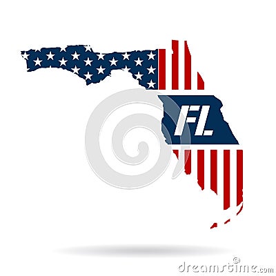 Florida Patriotic Map Illustration Vector Illustration