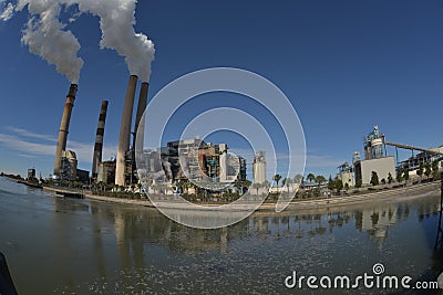 Industry power plant on the ocean Stock Photo