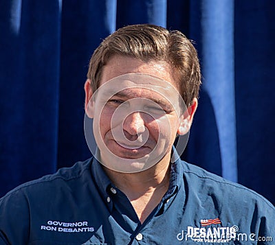 Florida Republican Governor Ron DeSantis Politicial Candidate Speaking at the Iowa State Fair in Des Moines, Iowa, United States Editorial Stock Photo