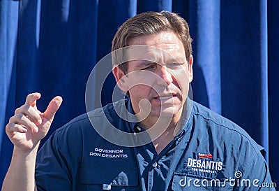 Florida Republican Governor Ron DeSantis Politicial Candidate Speaking at the Iowa State Fair in Des Moines, Iowa, United States Editorial Stock Photo