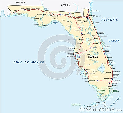 Road map of the US American Federal State florida Stock Photo