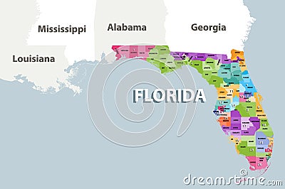 Florida`s congressional districts for the 115th Congress 2017-2019 vector map Vector Illustration