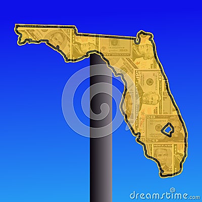 Florida sign with cash Stock Photo