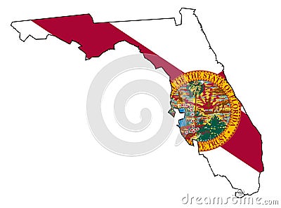 Florida State Outline Map and Flag Vector Illustration