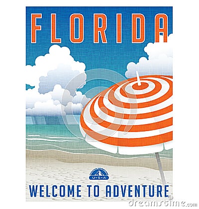 Florida United States travel poster. Vector Illustration