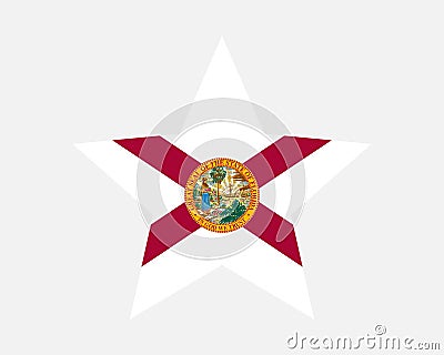 Florida Star Flag. FL USA Five Point Star Shape State Flag. Floridian Floridan US Banner Icon Symbol Vector Vector Illustration