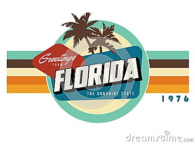 Florida Vintage Postcard style t-shirt design art Stock Photo