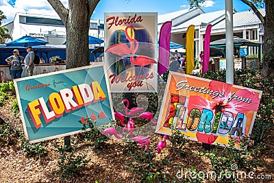 Florida vintage signs at Seaworld 78 Editorial Stock Photo