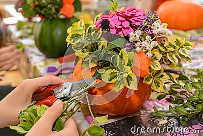 Florist designed Autumnal arrangement Stock Photo
