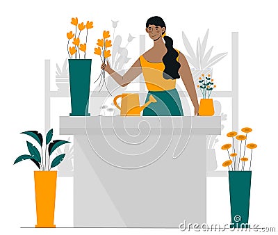 Florist at workplace concept Vector Illustration