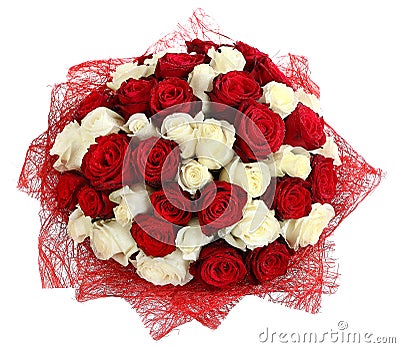 Floristic arrangement of white and red roses. Floral compositionFloristic arrangement of white and red roses. Floral compositions Stock Photo