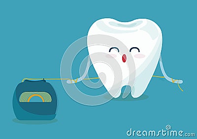 Floss tooth Vector Illustration