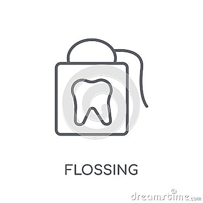 flossing linear icon. Modern outline flossing logo concept on wh Vector Illustration