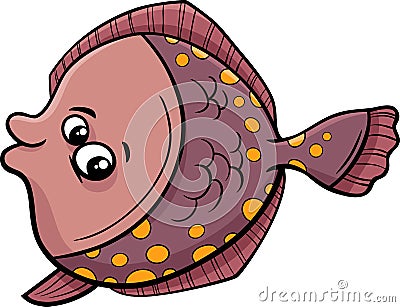 Flounder fish cartoon illustration Vector Illustration