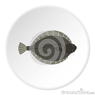 Flounder fish icon circle Vector Illustration