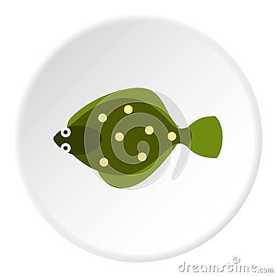 Flounder icon, flat style Cartoon Illustration