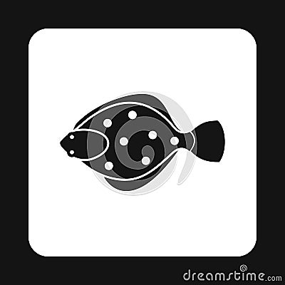 Flounder icon, simple style Cartoon Illustration