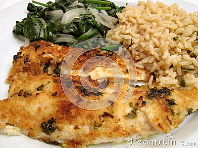 Flounder Scampi Dinner Stock Photo