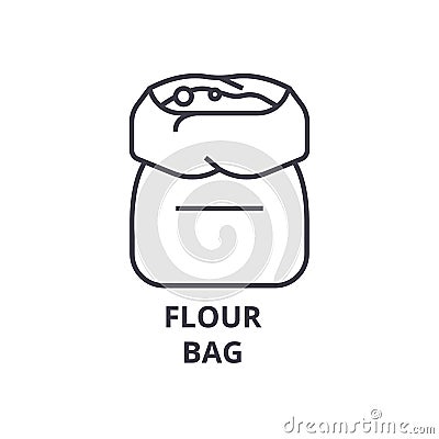 Flour bag line icon, outline sign, linear symbol, vector, flat illustration Vector Illustration