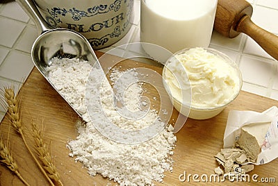 Flour and baking ingredients Stock Photo