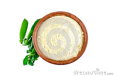 Flour chickpea or pea in bowl on top Stock Photo