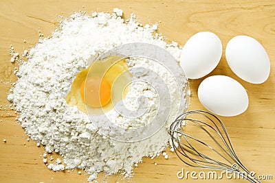 Flour and eggs Stock Photo