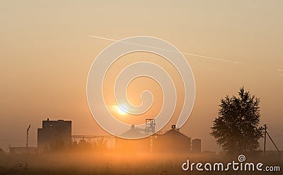 Flour mill at sunrise Stock Photo