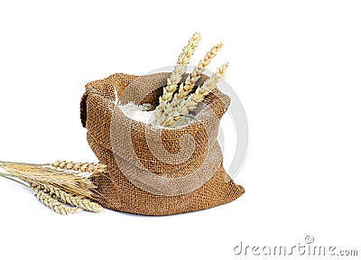 Flour in a sack Stock Photo