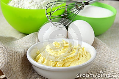 Flour sugar butter eggs Stock Photo