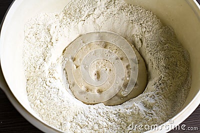 Flour and yeast Stock Photo