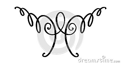 Flourish ornament as monogram or divider for wedding invitations and other designs. Handdrawn flourish isolated in white Vector Illustration