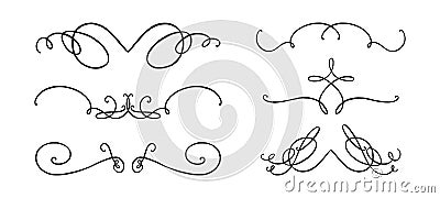 Flourish ornament as monogram or divider for wedding invitations and other designs. Handdrawn flourish isolated in white Vector Illustration