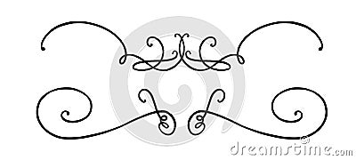 Flourish ornament as monogram or divider for wedding invitations and other designs. Handdrawn flourish isolated in white Vector Illustration