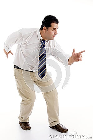 Flourishing businessman celebrating his success Stock Photo