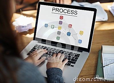 Flow Chart Information Process Icon Stock Photo