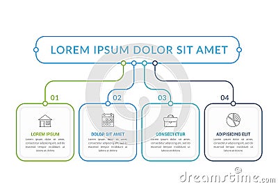 Flow chart with 4 Steps Vector Illustration