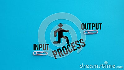 Flow of input and output with process . Input, output, outcome and impact Stock Photo