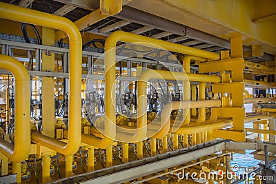 Flow line from X-mass tree for oil and gas production process Stock Photo