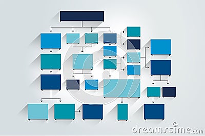 Flowchart. Blue Colored shadows scheme. Vector Illustration