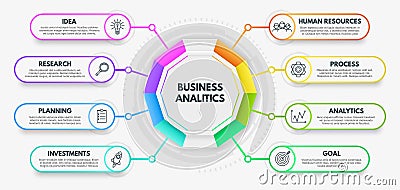 Flowchart business infographic. Business timeline flowchart diagram, workflow process layout infographic vector Vector Illustration